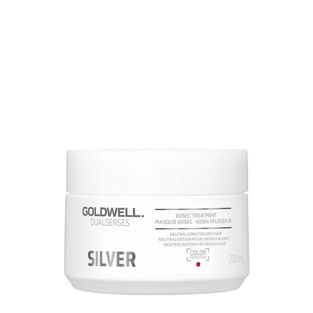 Goldwell Dualsenses Silver 60 Sec – Hair Treatment Cream Mask for Women, Anti Grey, 200 ml