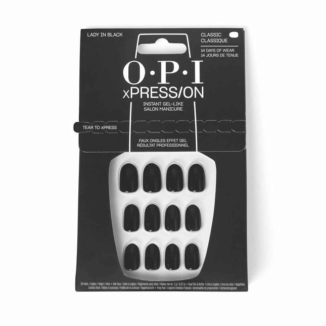 OPI Xpress-On Uñas Artificiales Tonos Icónicos Lady In Black 30 U Unisex