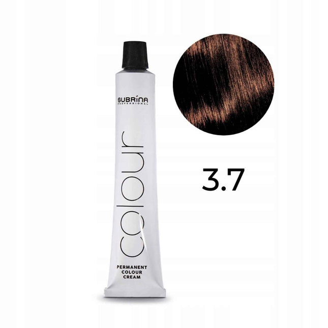 Subrina Professional Permanent Colour – Permanent Hair Dye Unisex, 3/7 Dark Brown, 100 ml