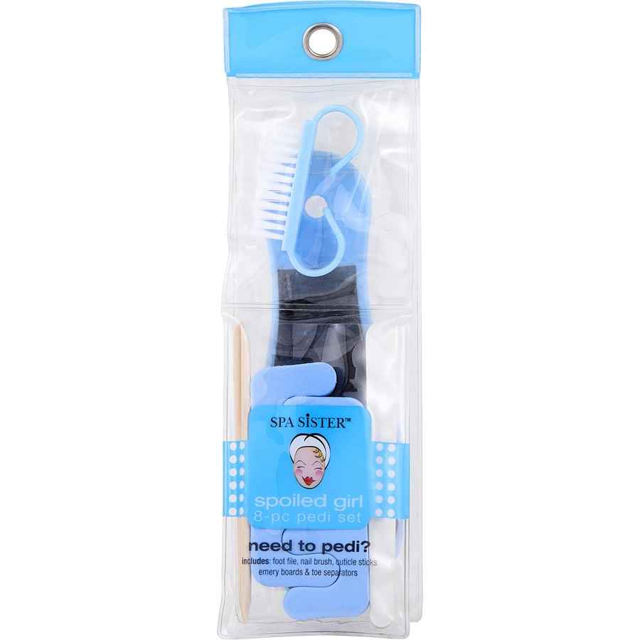 Spa Accessories 8 Pieces Pedicure Set With Foot File & Nail Brush & Cuticle Sticks(2) & Emery Boards( 2) & Toe Separators(2) - Blue