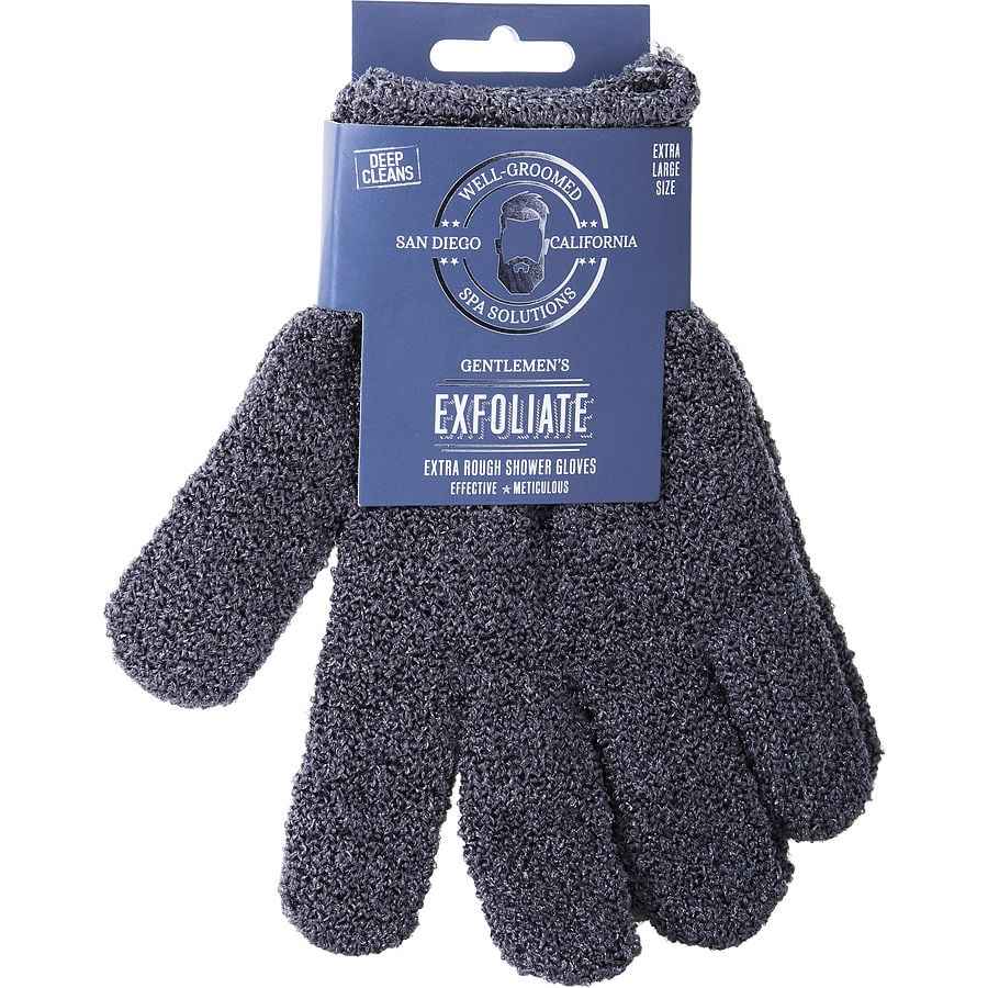 Spa Accessories Gentlemans Exfoliate Extra Rough Shower Gloves (Xl Size) - Charcoal