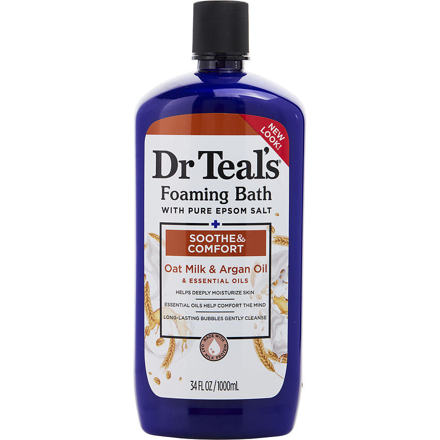 Dr. Teal's Foaming Bath With Pure Epsom Salt Oat Milk & Argan 1000ml/34oz