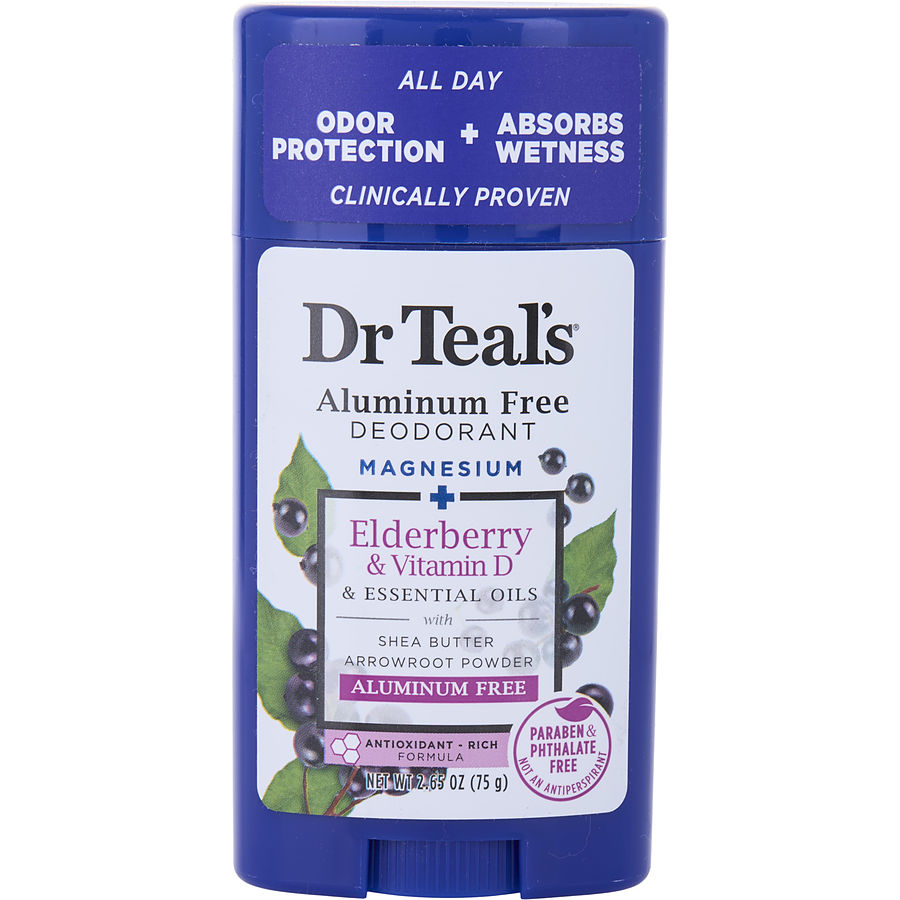 Dr. Teal's Aluminum Free Deodorant - Magnesium+ Elderberry & Vitamin D Essential Oils 75g/2.65oz