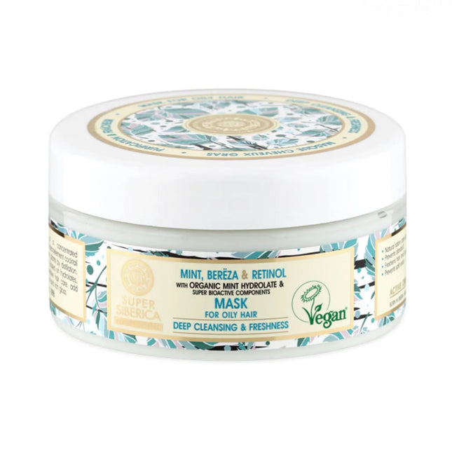Natura Siberica Menta Abedul Retinol Mascarilla Capilar Cabello Graso Unisex, 400 ml