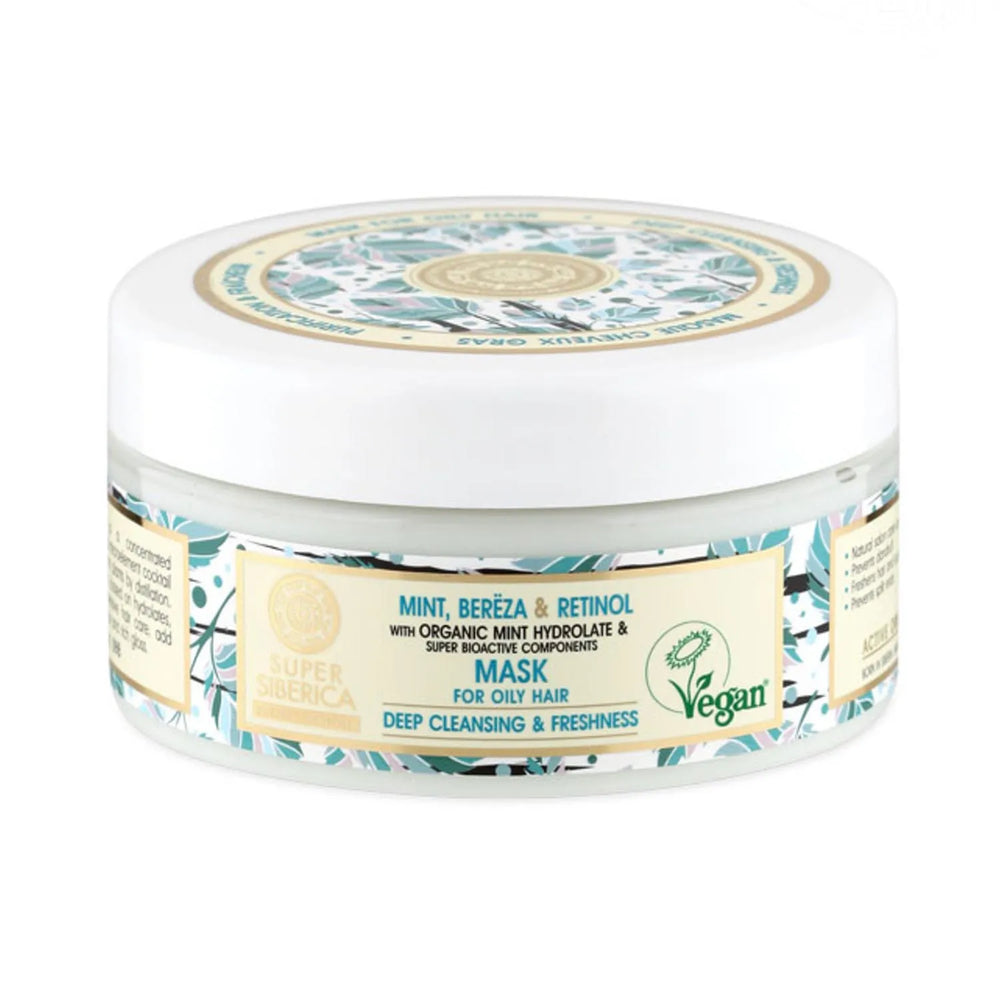Natura Siberica Menta Abedul Retinol Mascarilla Capilar Cabello Graso Unisex, 400 ml