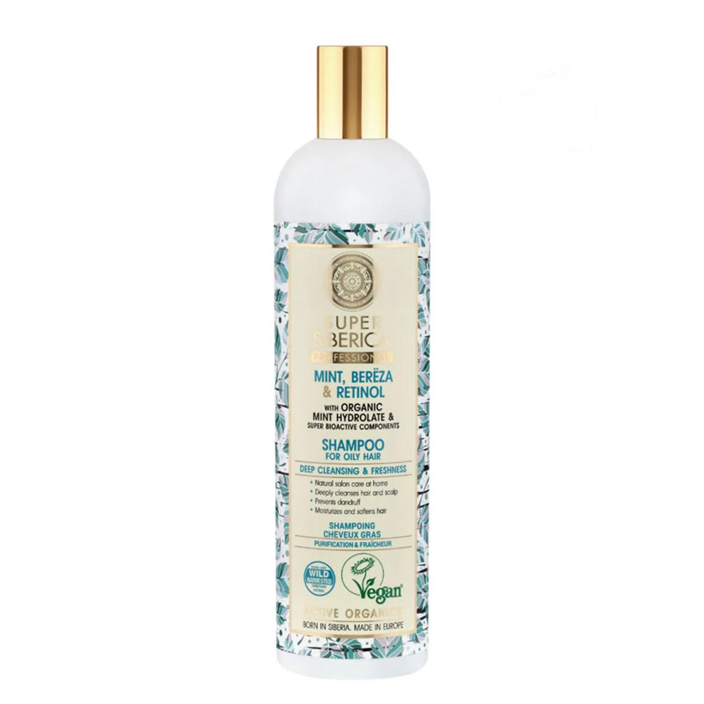 Natura Siberica Menta Abedul Retinol Champu Profesional Cabello Graso Unisex, 400 ml