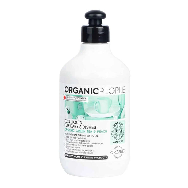 Organic People Organic Green Tea y Peach Eco Liquid For Baby's Dishes, 200 ml