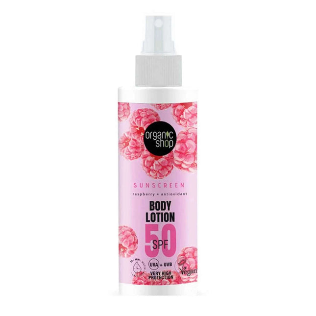 Organic SHOP Raspberry Locion Corporal Spf50 Unisex, 150 ml