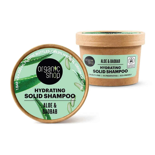 Organic SHOP Aloe Champu Solido Hydratante Unisex, 60 g