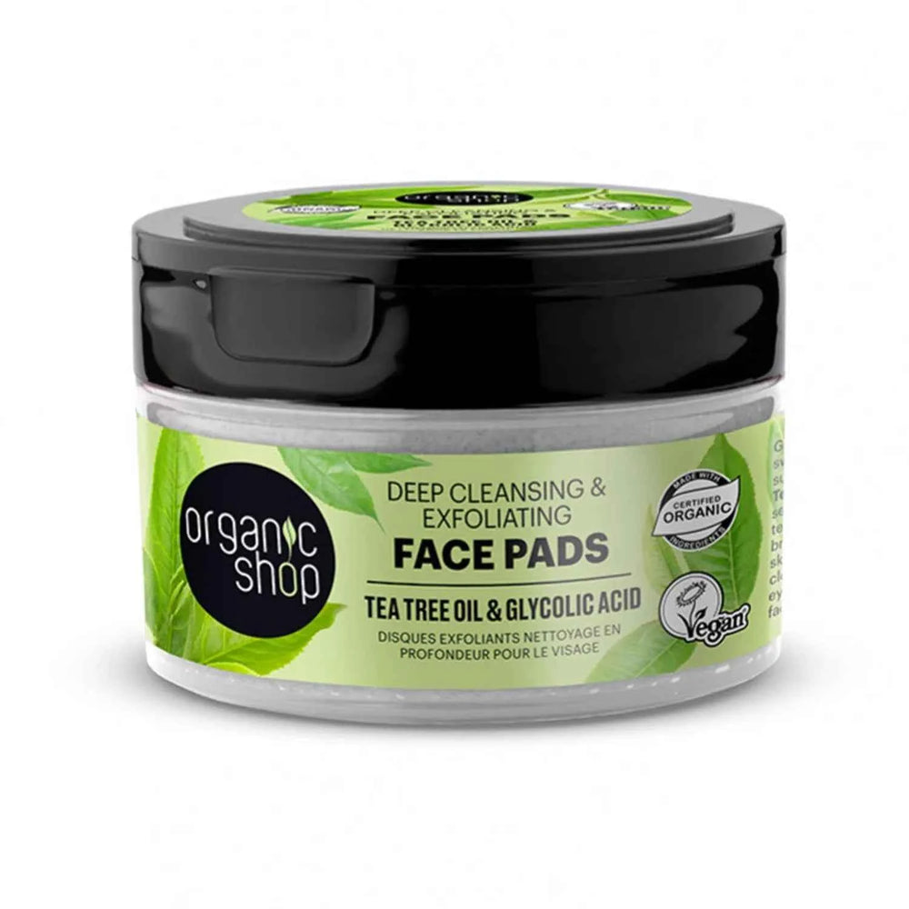Organic SHOP Tea Tree Discos Faciales Exfoliantes Oil Deep Cleansing Unisex, 20 Units