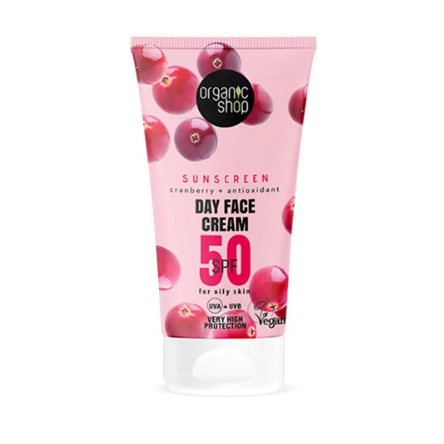 Organic SHOP Cranberry Crema Facial De Dia Spf50 Unisex, 50 ml