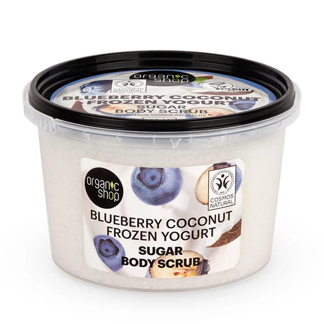 Organic SHOP Blueberry Coconut Frozen Yogurt Exfoliante Corporal Azucar Unisex, 250 ml
