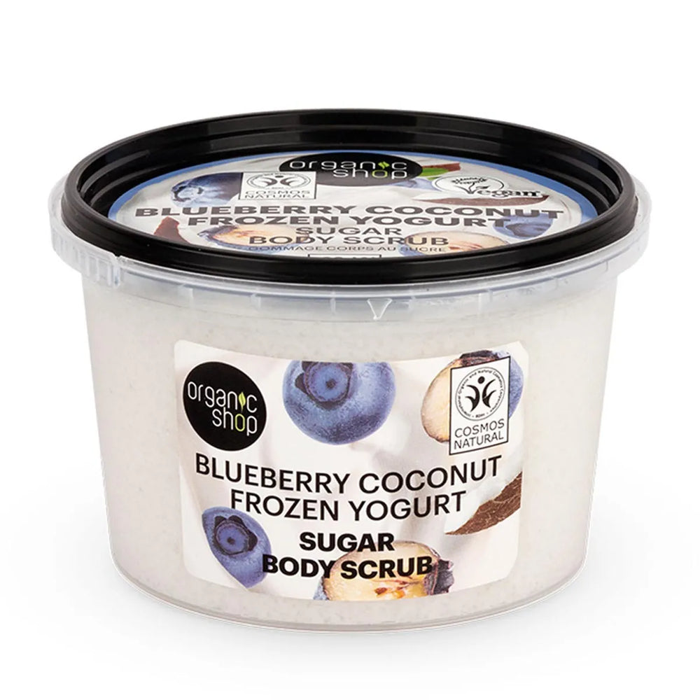 Organic SHOP Blueberry Coconut Frozen Yogurt Exfoliante Corporal Azucar Unisex, 250 ml