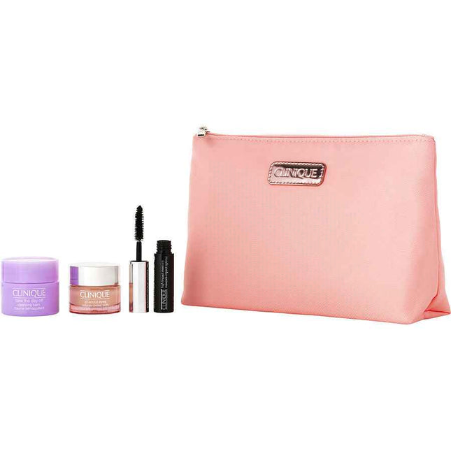 Clinique Eyes On The Fly Set: All About 15ml & Take Day Off Cleansing Balm + High Impact Mascara Mini - # Black 3.5ml --3pcs+Bag