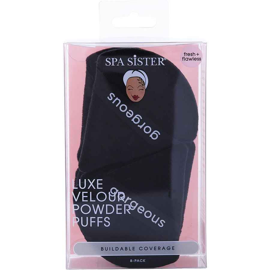 Spa Accessories Spa Sister Luxe Velour Powder Puffs - Black Gorgeous 8 Pack