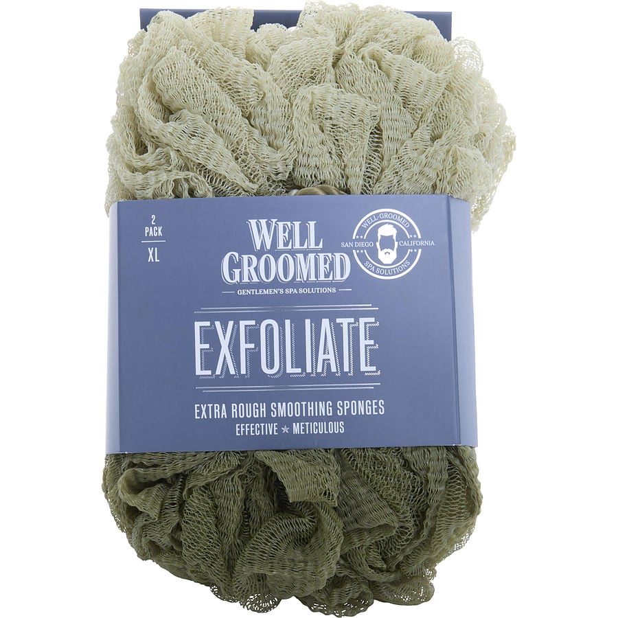 Spa Accessories Exfoliate Extra Rough Smoothing Sponges 2 Pack - Light Olive/Army Green