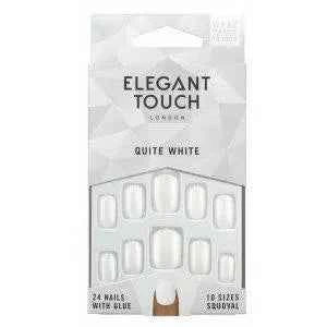 Elegant Touch Polished Colour 24 Nails With Glue Squoval Quite White Unisex