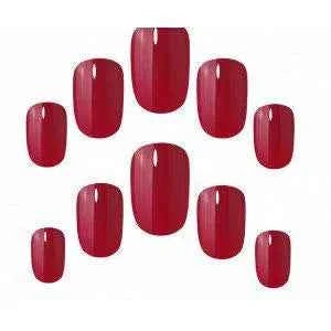 Elegant Touch Polished Colour 24 Nails With Glue Squoval Rich Red Unisex
