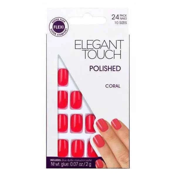 Elegant Touch Core Colour Nails With Glue Squoval Midnight Black 24 U Unisex
