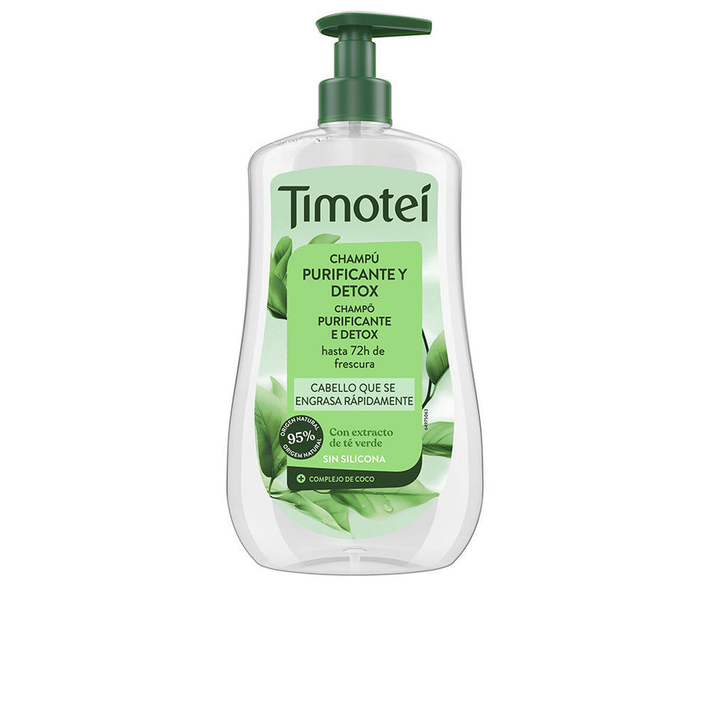 Timotei Champú Purificante y Detox Con Extracto De Té Verde Para Cabello Graso Unisex, 600 ml
