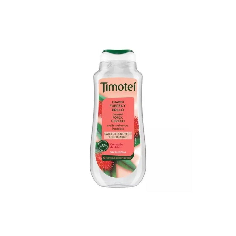 Timotei Champú Fuerza y Brillo Con Aceite De Ricino y Coco Para Cabello Débil y Quebradizo Unisex, 300 ml