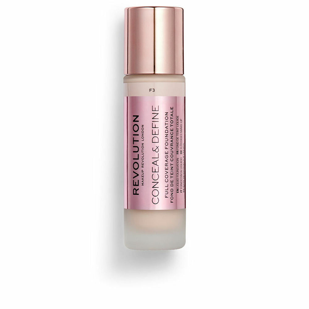 Revolution MAKE UP Conceal y Define Full Coverage – Foundation F3 Unisex, 23 ml