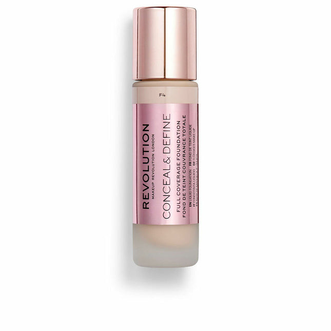 Revolution MAKE UP Conceal y Define Full Coverage – Foundation F4 Unisex, 23 ml