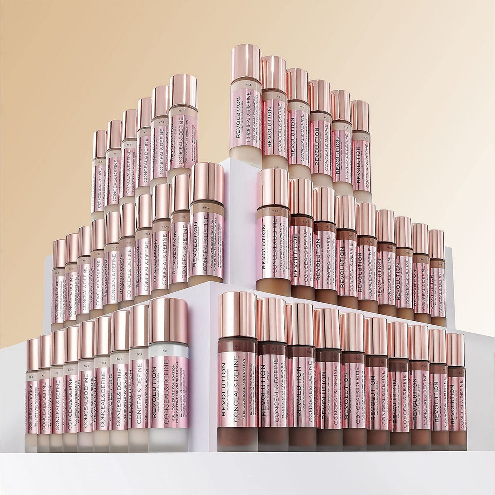 Revolution MAKE UP Conceal y Define Full Coverage – Foundation F5 Unisex, 23 ml