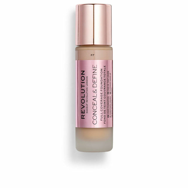 Revolution MAKE UP Conceal y Define Full Coverage – Foundation F7 Unisex, 23 ml