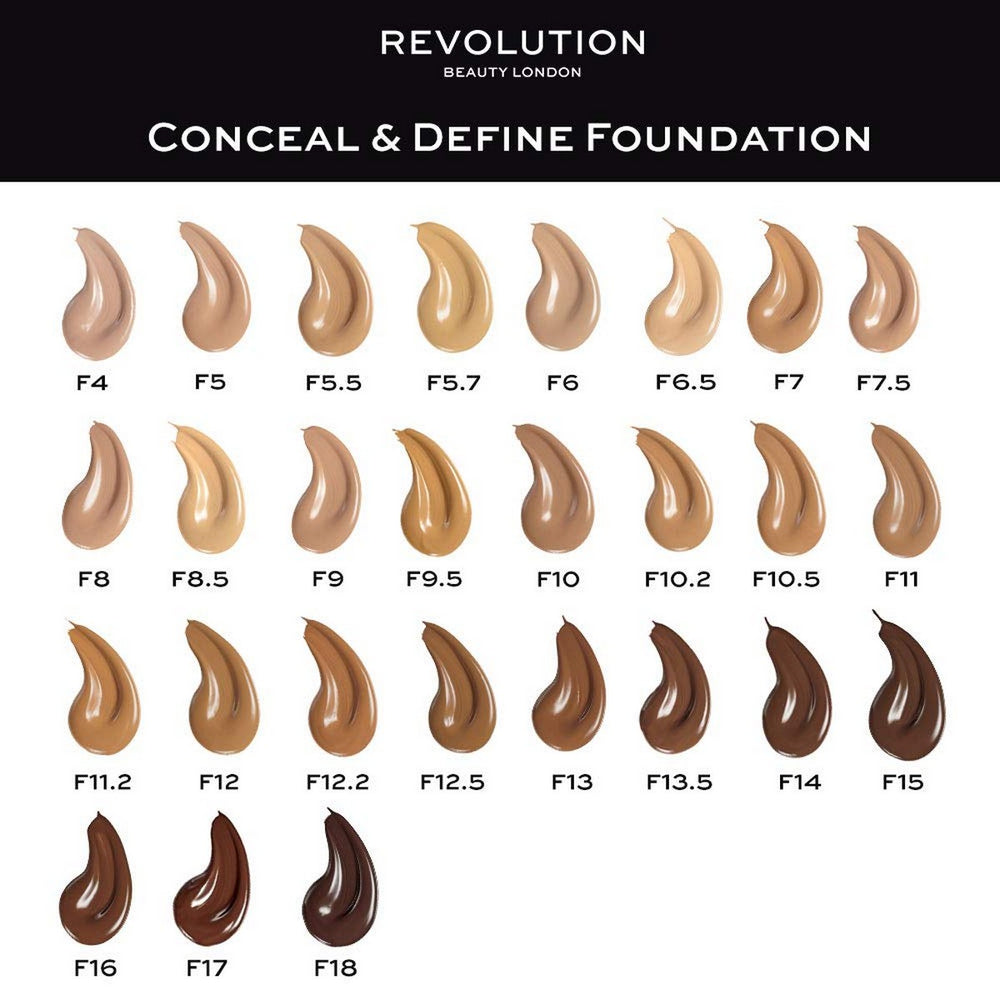 Revolution MAKE UP Conceal y Define Full Coverage – Foundation F9 Unisex, 23 ml