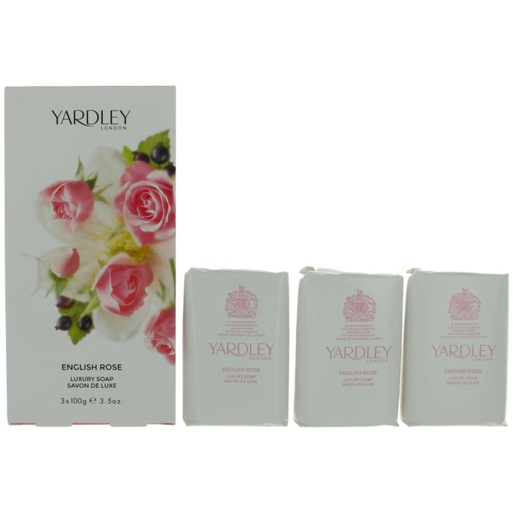 Yardley Set Trio Yardley English Rose – Scented Soap Bar for Women, 100 g