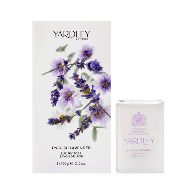 Yardley Set Trio Yardley English Lavender – Soap Bar Unisex, For Face & Body, 3 pcs, 100 g