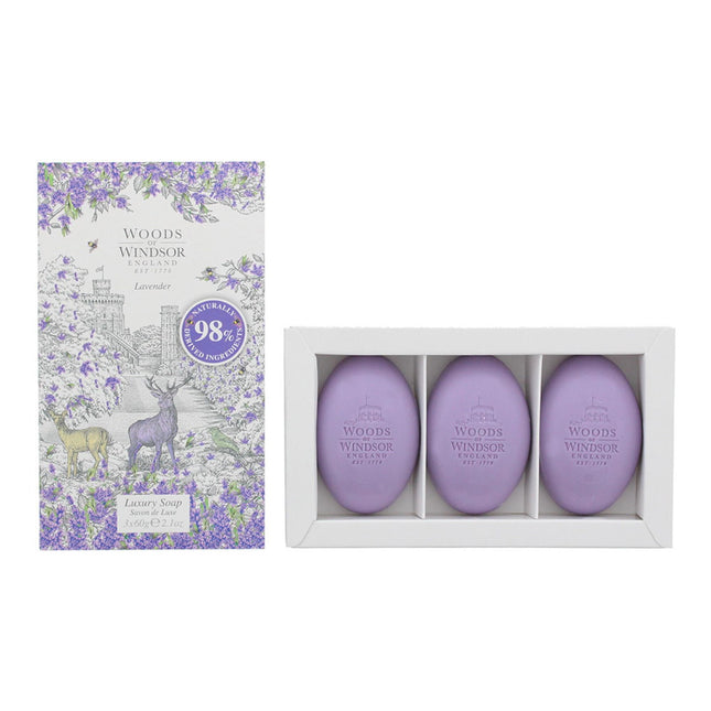 Woods Of Windsor Set Trio Woods Of Windsor Lavender Cleaning Lavender – Massage Soap Bar for Women, Shea butter, 3 pcs, 60 g
