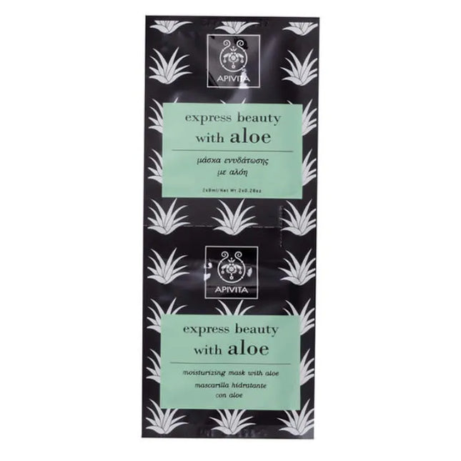 Apivita Beauty Express Moisturizing And Refreshing Face Mask With Aloe, 2x8 ml