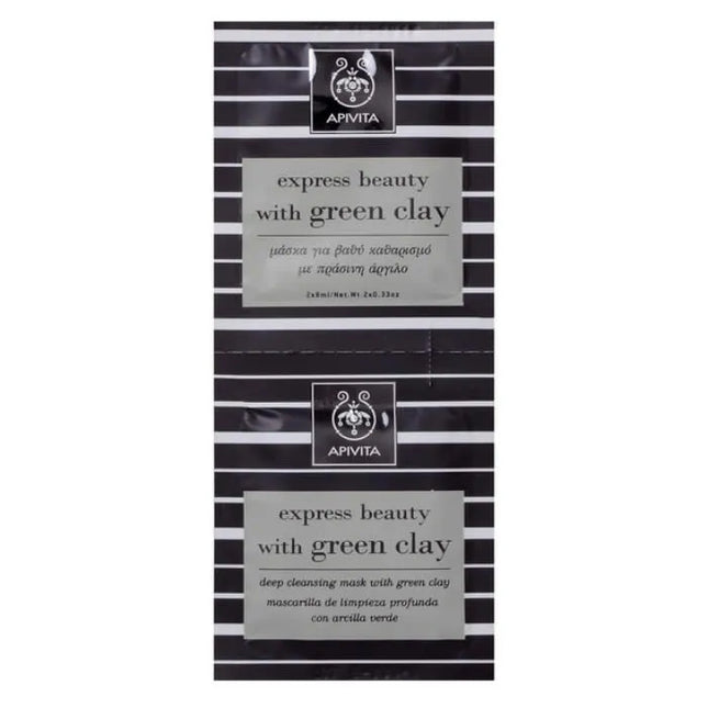 Apivita Beauty Express Deep Cleansing Face Mask With Green Clay, 2x8 ml