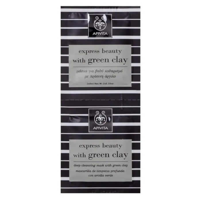 Apivita Beauty Express Deep Cleansing Face Mask With Green Clay, 2x8 ml
