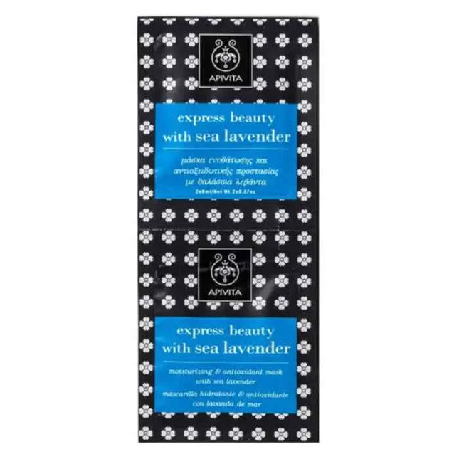 Apivita Express Beauty Μoisturizing And Αnti-pollution Face Mask With Sea Lavender, 2x8 ml