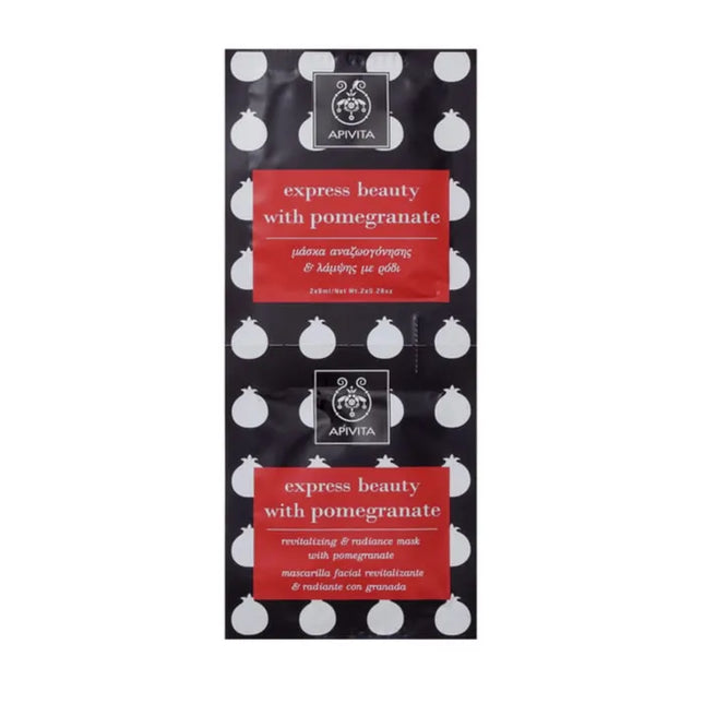Apivita Revitalizing And Radiance Mask With Pomegranate, 2x8 ml