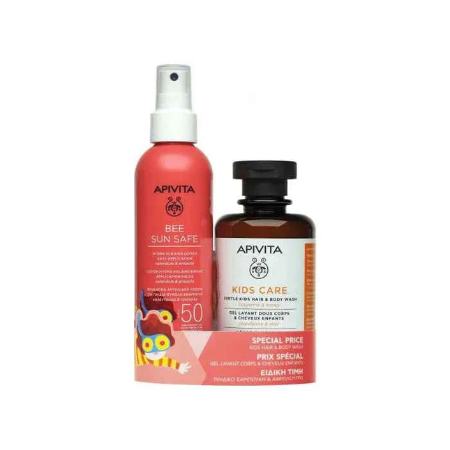 Apivita Bee Sun Safe Children's Spray – Lotion Spf50 200 ml + Apivita Kids Hair & Body Hair & Mandarin Honey Unisex, 200 ml