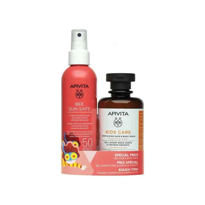 Apivita Bee Sun Safe Children's Spray – Lotion Spf50 200 ml + Apivita Kids Hair & Body Hair & Mandarin Honey Unisex, 200 ml