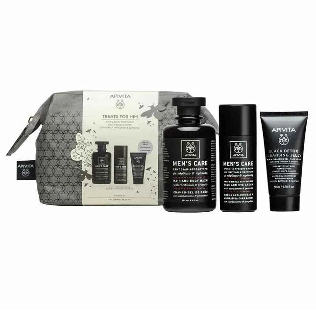 Apivita Men's Face and Body Care Unisex, Set 3 Pieces