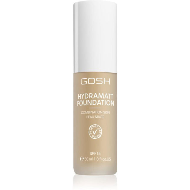Gosh Hydramatt Matte – Liquid Foundation for Women, 004N, Light Neutral, SPF 15, 30 ml