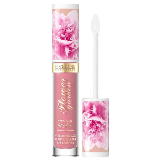 Eveline Cosmetics Flower Garden Glossy – Lip Gloss for Women, 01, Delicate Rose, 4.5 ml