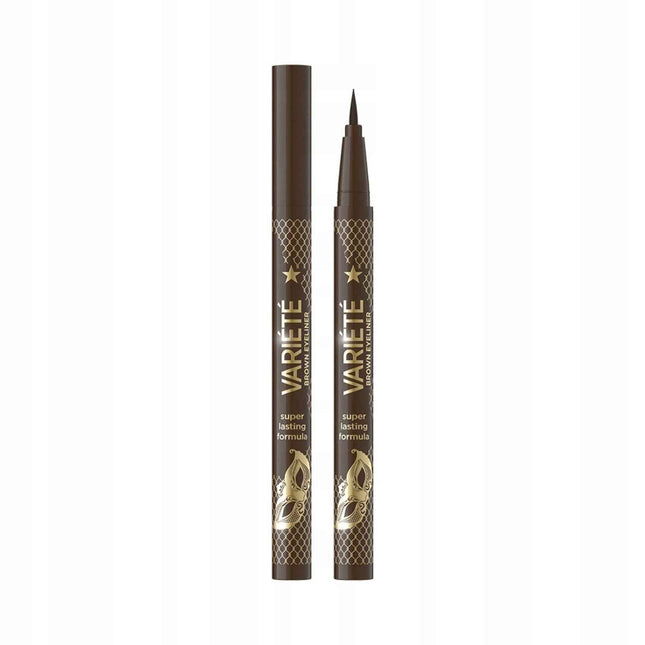 Eveline Cosmetics Variete Precise Eyeliner Brush – Liquid Eyeliner for Women, 02, Brown, 4 ml