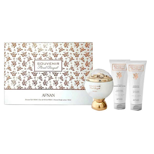 Afnan Souvenir Floral Bouquet – Eau de Parfum for Women 100 ml Gel De Baño 100 ml Locion Corporal, 100 ml