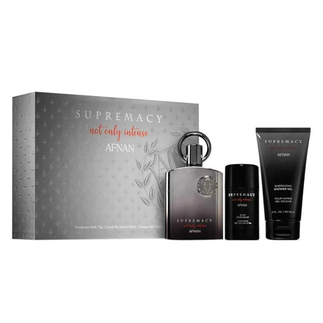 Afnan Supremacy Not Only Intense – Eau de Parfum Unisex 100 ml Spray Gel De Baño 100 ml Desodorante Stick, 75 ml