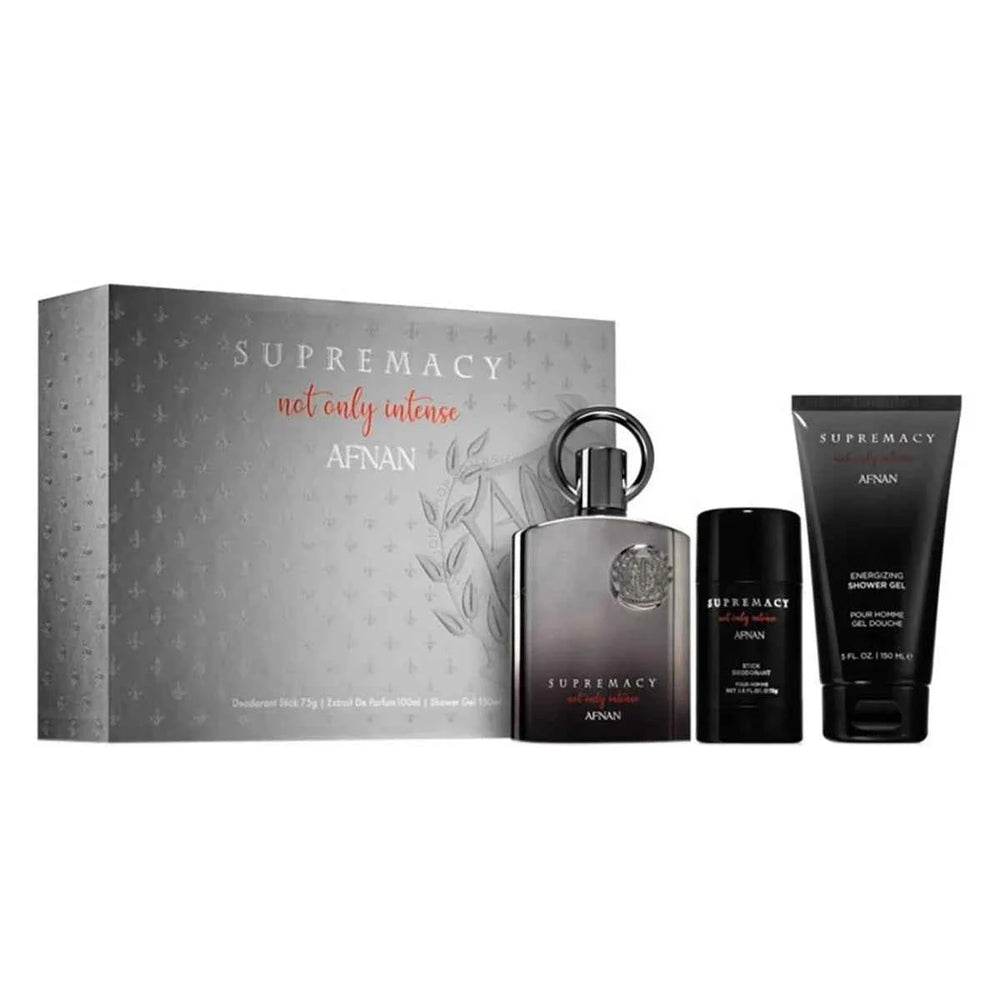 Afnan Supremacy Not Only Intense – Eau de Parfum Unisex 100 ml Spray Gel De Baño 100 ml Desodorante Stick, 75 ml