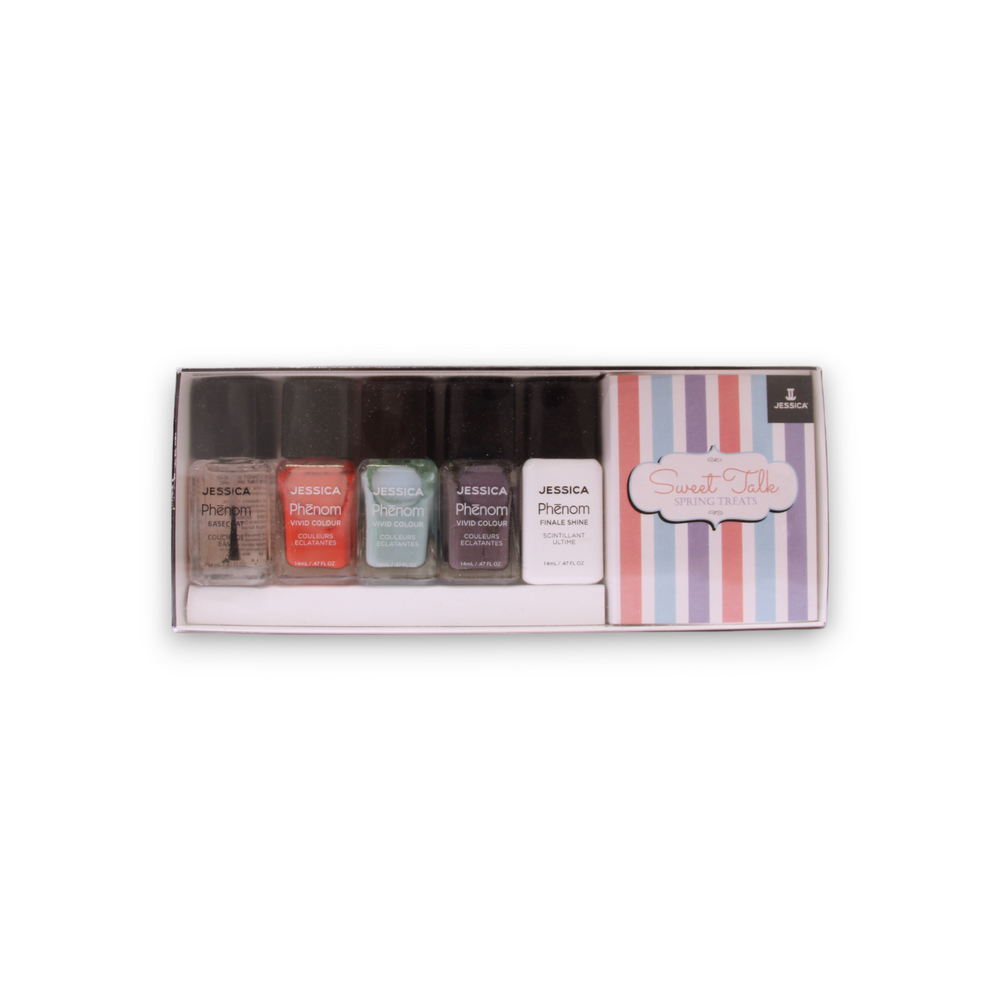 Jessica Sweet Talk Set Jessica: Phenom Vivid Colour Nail Polish – Makeup Set for Women, PHEN-079, U Had Me At Hello, 14 ml + Phenom Vivid Colour, Nail Polish, PHEN-080, Smooth Talker, 14 ml + Phenom Vivid Colour, Top…