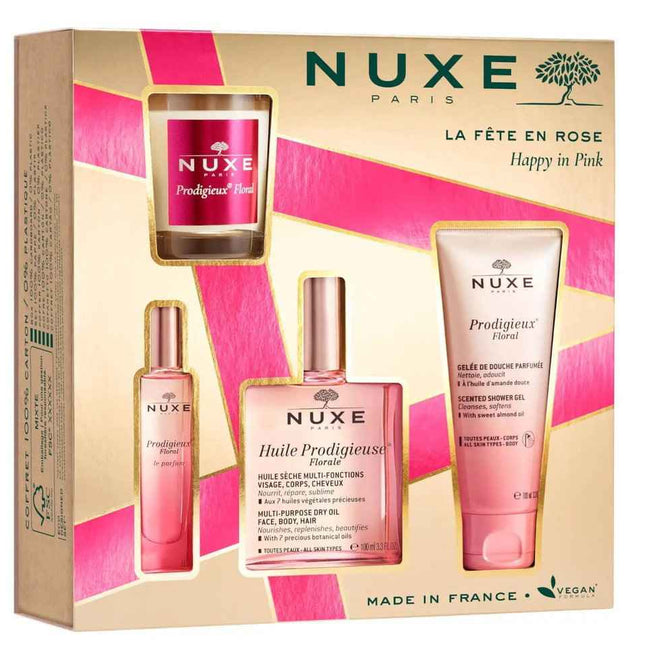 Nuxe Set Nuxe: Prodigieux Floral – Scented Candle Unisex, 70 g + Prodigieux Floral, Shower Gel, All Over The Body, For All Skin Types, 100 ml + Prodigieux Floral Le Parfum, Eau de Parfum, 15 ml Miniature + Huile…