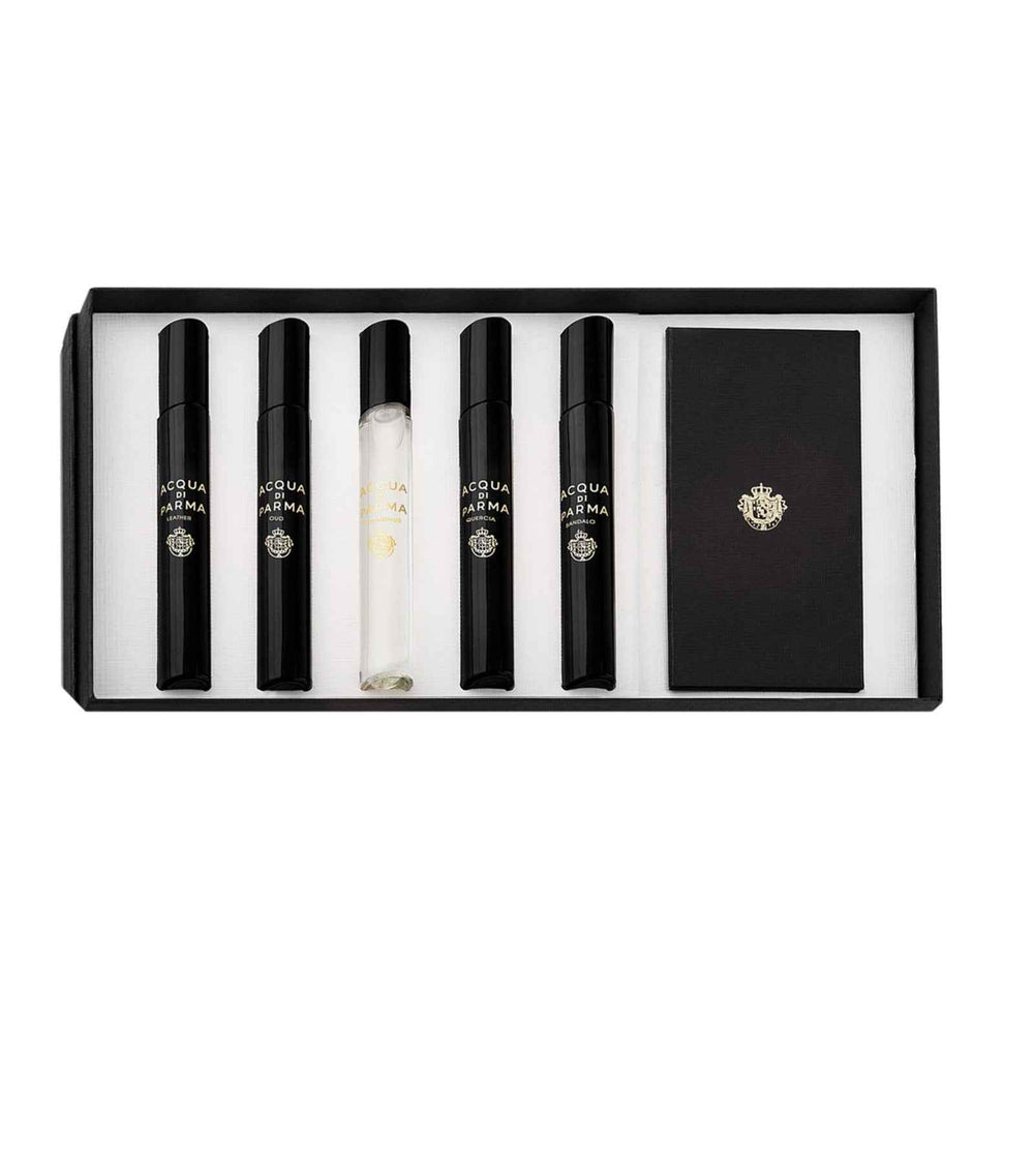 Acqua di Parma Set Acqua di Parma: Signatures Of The Sun - Leather – Eau de Parfum for Men, 7 ml + Signatures Of The Sun - Oud, 7 ml + Signatures Of The Sun - Osmanthus, 7 ml + Signatures Of The Sun - Quercia, 7 ml +…